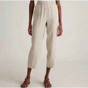 Quince Cream Cropped Linen-Blend Pants